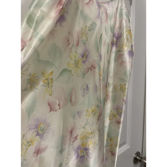 VTG NWT JC Penney Babydoll Nightgown 90s Floral Pastels Cream Satin Nightgown LG - Picture 5 of 7